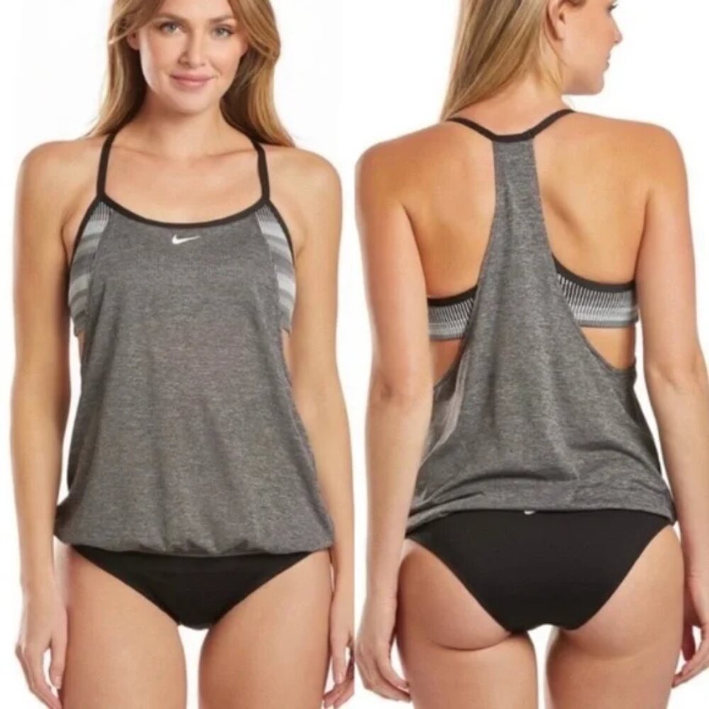 Nike Texture Stripe Layered Tankini Top